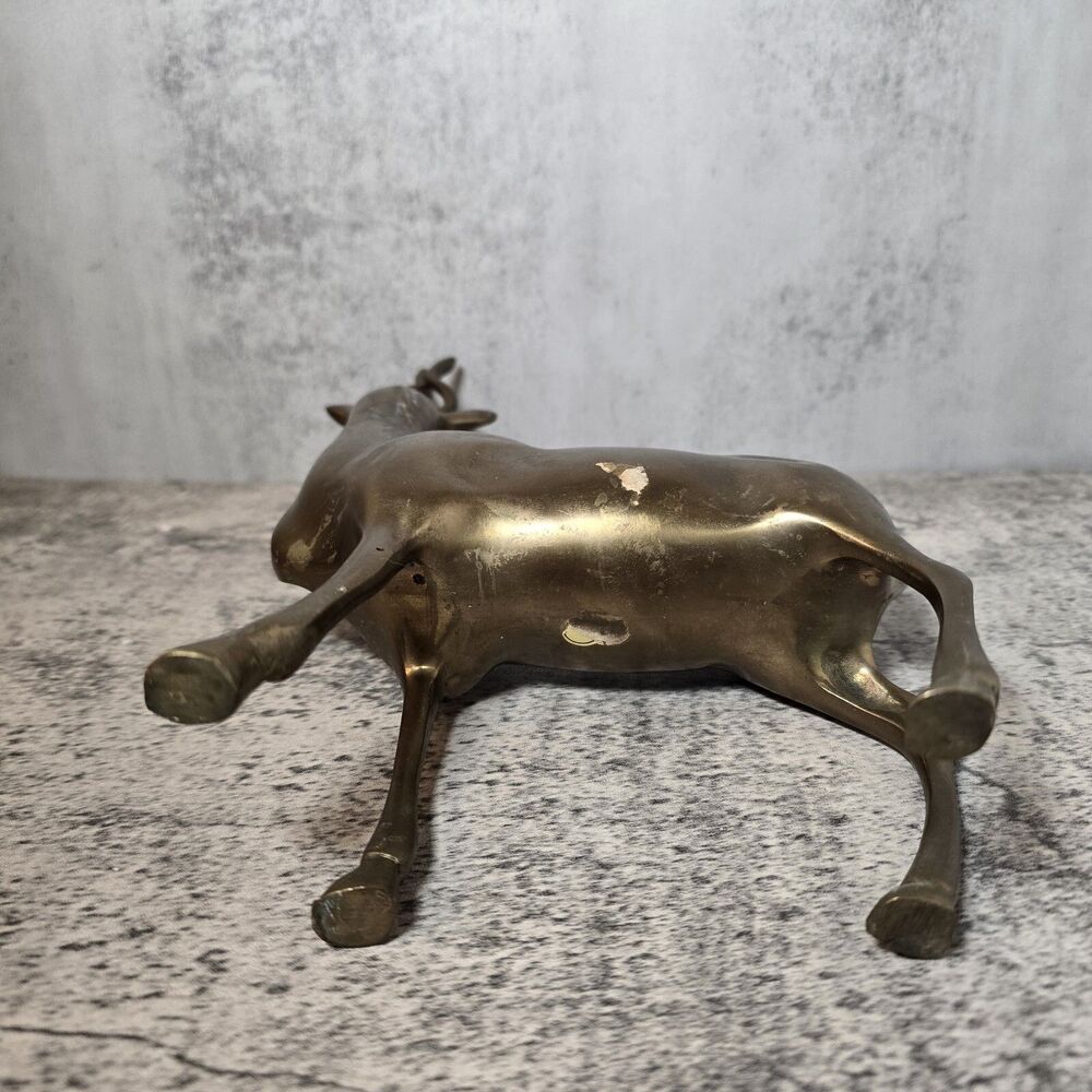 Vintage Mid Century Modern brass Antelope Deer figurine 10x6.5 - Picture 7 of 7